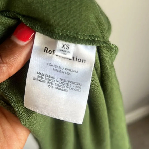 NEW Reformation Kaila Midi Dress Green - Picture 6 of 9